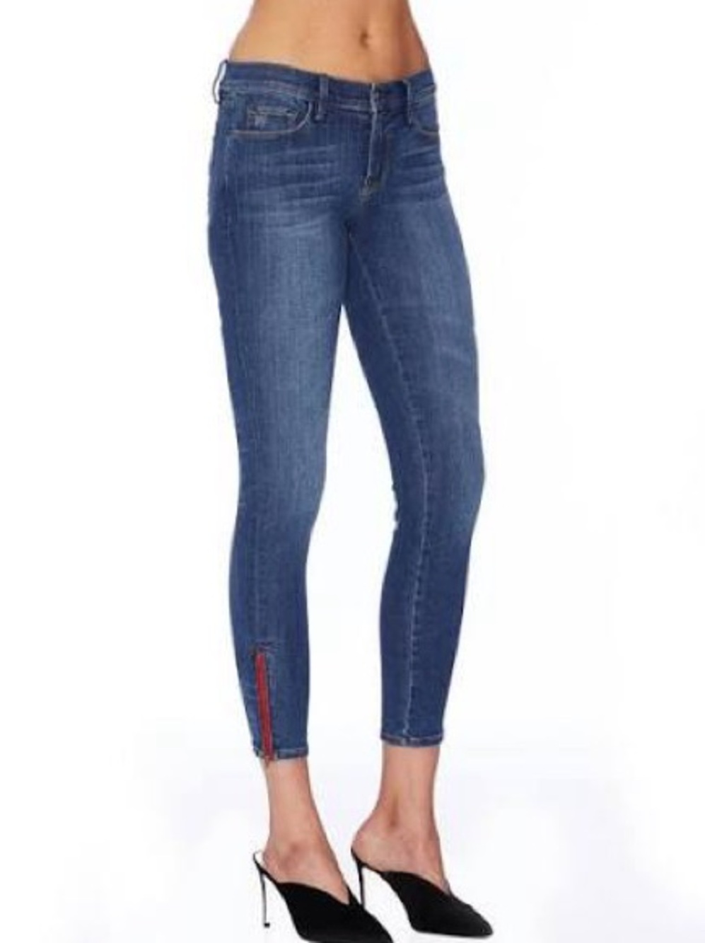 ETIENNE MARCEL Signature Skinny Ankle Jeans with Red Side Zip | sz 30